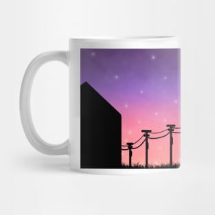 Cloudy skies, power lines, and fireflies Mug